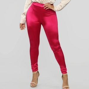 Fuschia satin leggings